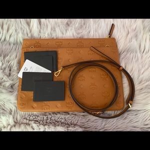 NEW MCM Leather cognac crossbody bag